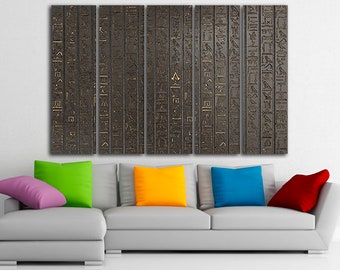 Egyptian hieroglyphs canvas Ancient Egypt wall art Africa print Ready to hang Ethnic gift Modern wall decor Huge canvas Living room art