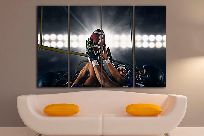 Football wall art Sport canvas set Football home decor Etsy