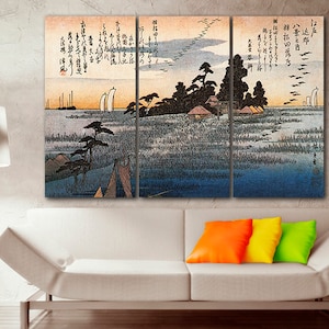 Hiroshige print A shrine on a moor Japanese ukiyo-e Hiroshige picture Japan wall decor Reproduction artist Ukiyoe style Ready to hang canvas