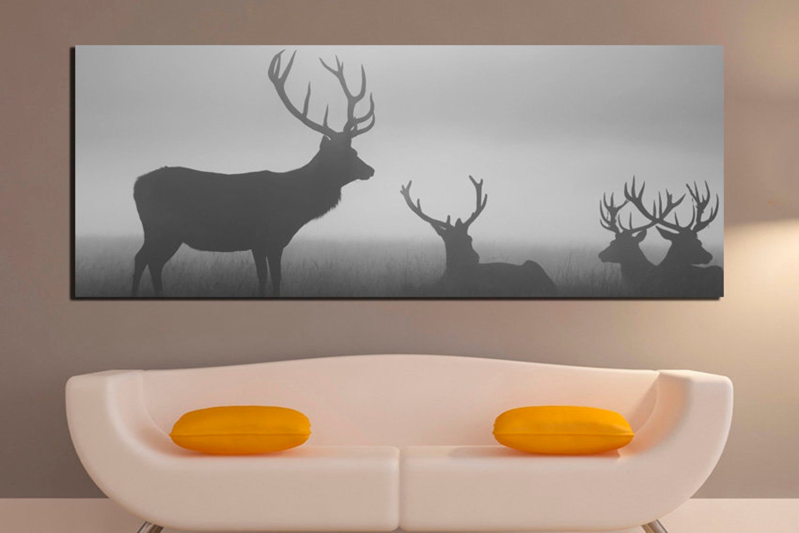 Deer Canvas Wall Art Print Stag Wall Decor Black White Art Etsy