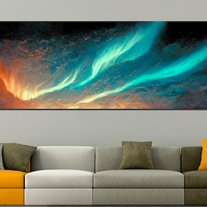 Northern Lights Art Aurora Canvas Borealis Décor Ready to Hang Night sky home gift Landscape art Abstraction wall art Aurora Borealis art