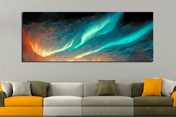 Northern Lights Art Aurora Canvas Borealis Décor Ready to Hang Night sky home gift Landscape art Abstraction wall art Aurora Borealis art
