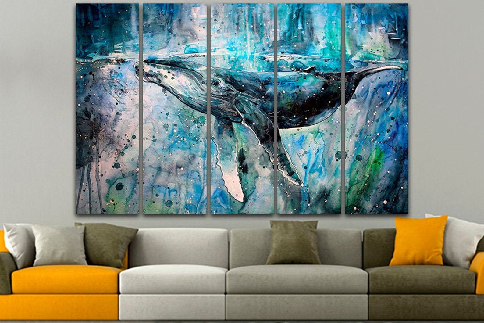 Whale Canvas Whale Wall Art Animal Wall Decor Whale Painting Etsy