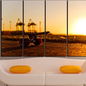 Longboard canvas Extreme sport art Longboard print 5 panel set Longboard wall art Longboard photo Longboard décor Gift baby Artwork print