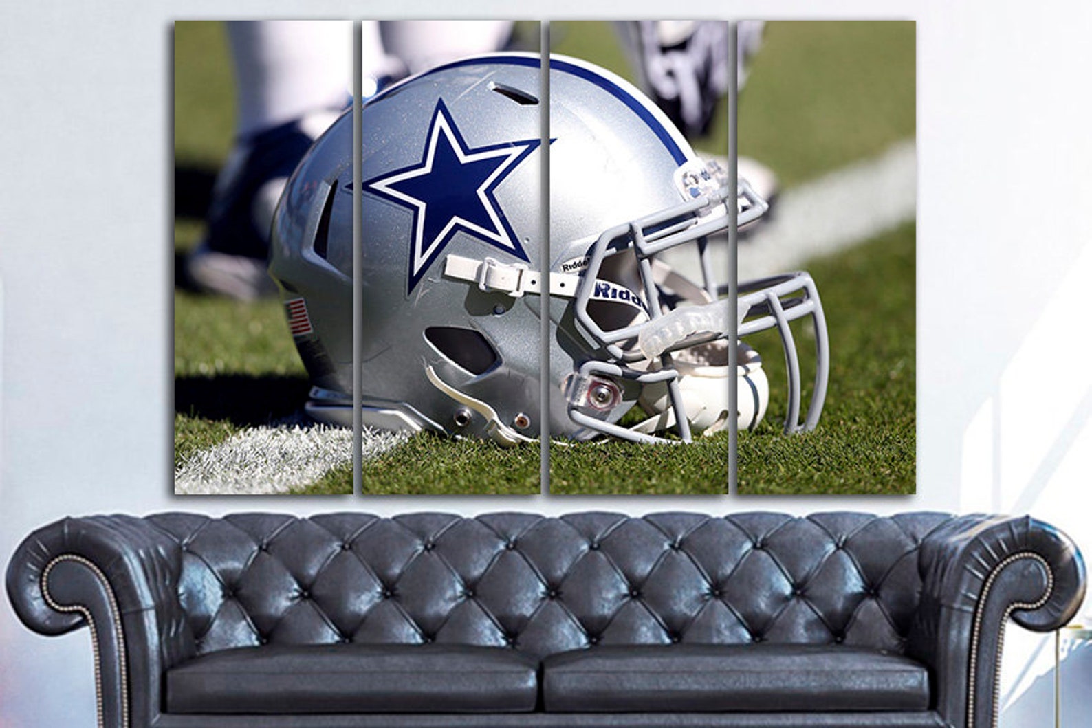 Dallas cowboys art Football canvas Helmet wall decor Sports Etsy