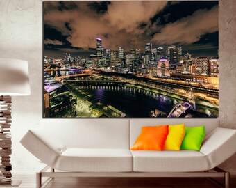 Melbourne print Melbourne skyline Wall hangings Melbourne canvas Melbourne Australia Melbourne decor Bridge art prints Melbourne city art
