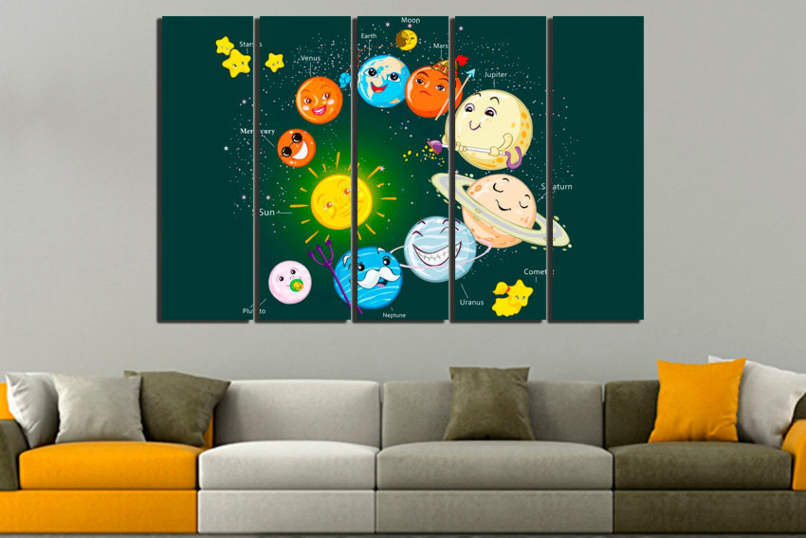 Solar System Planets Canvas Print for Kids Space Wall Art Sun Artwork ...