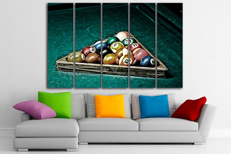 Billiards Canvas Billiards Game Balls Wall Art Billiards Table Etsy