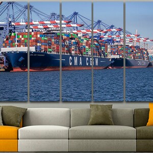 Cargo Ship Canvas International Container Print Business Office Art ...