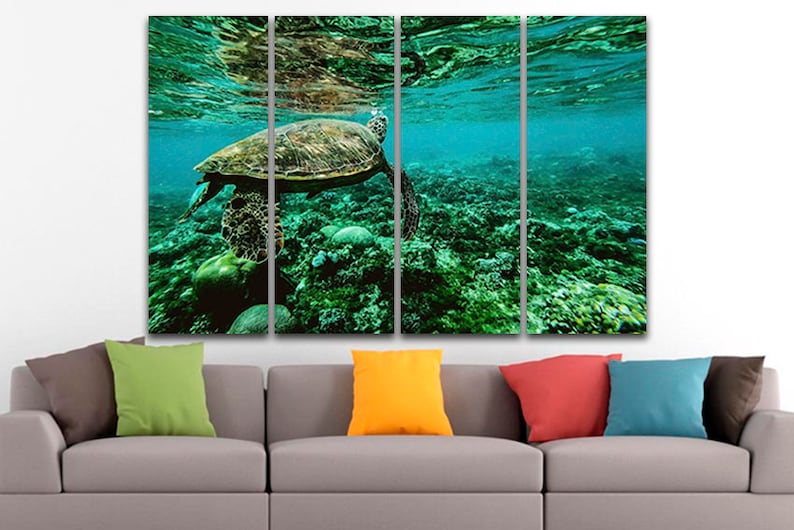 Turtle Animals Decor Ocean Life Print Sea Life Wall Art Nature Etsy