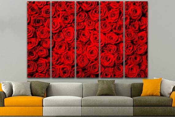 Red roses Flowers wall art Roses wall decor Gift for mom Wedding gift Roses canvas Floral decor Flowers poster Roses poster Red flowers art