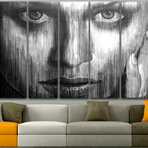 Portrait girl canvas Eyes women print Black white Face art Ready to hang Abstract room decor unique gift Wall office decor Home decoration image 8