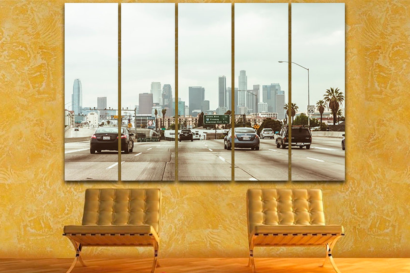 Los Angeles canvas Art print city Highway wall art California Etsy