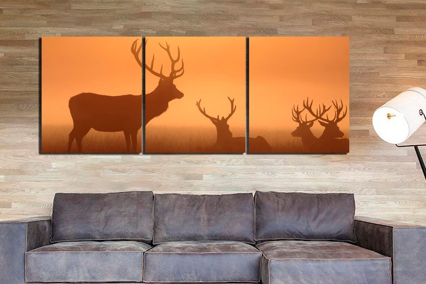 Deer Canvas Wall Art Print Stag Wall Decor Black White Art Etsy