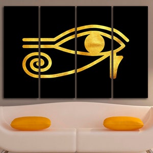 Eye of horus art Egyptian canvas Eye of Ra Seeing Ra Egypt decor Black yellow print Eye gift Ancient Egypt Wall art decoration Ready to hang