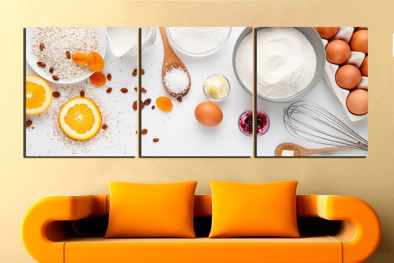 canvas geeks cooking kitchen café - wrapped canvas... Cooking Canvas Culinary Wall Print Flour Wall Décor Egg Restaurant Art ...