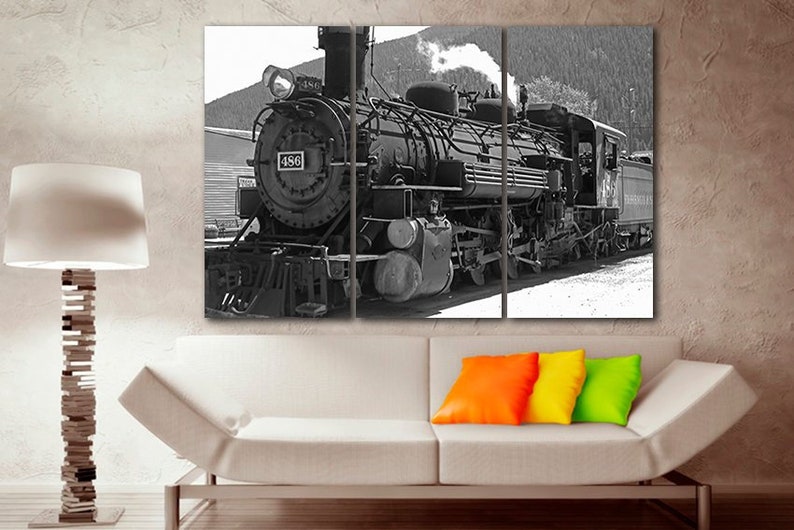 5 Panel Set Train Canvas Steam Art Engine Railway Wall Decor Railroad Durango Colorado Old West