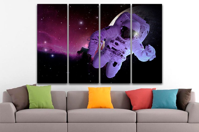 Spaceman Print Wall Art Canvas Cosmonaut Space Wall Art Astronaut ...
