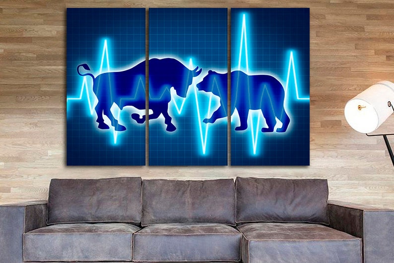 Bull and Bear Stock market canvas Stock exchange wall art | Etsy