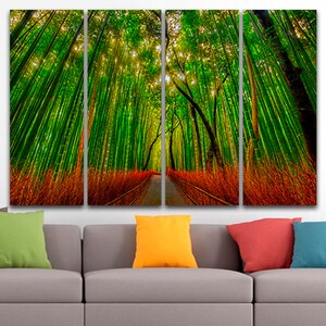 Bamboo forest Tree canvas art Forest print Forest decor Forest canvas Forest art Nature decor Bamboo wall art Gift forest Wall decor forest