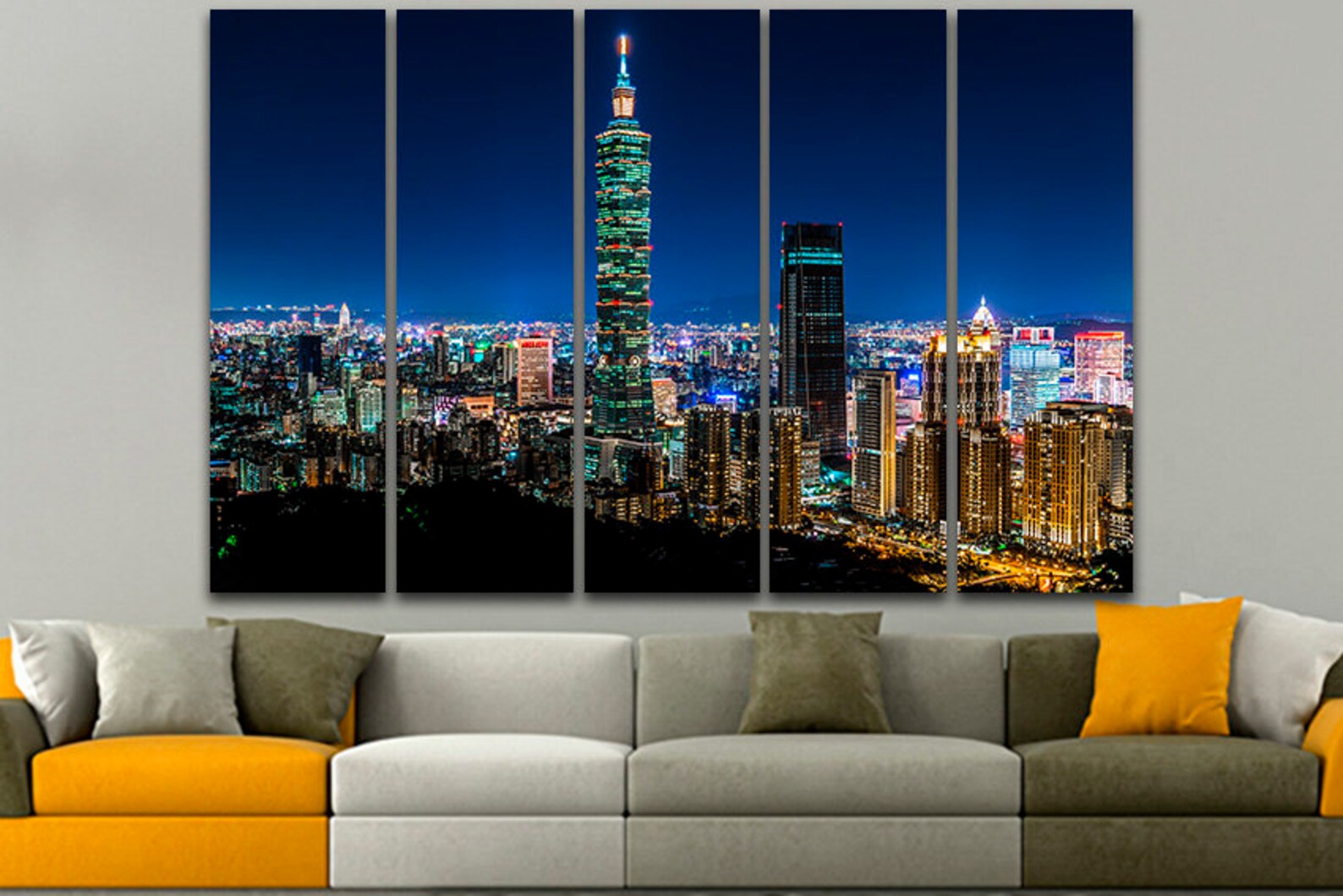 Taiwan City canvas Taipei Skyscrapers Taipei art Taipei city Etsy