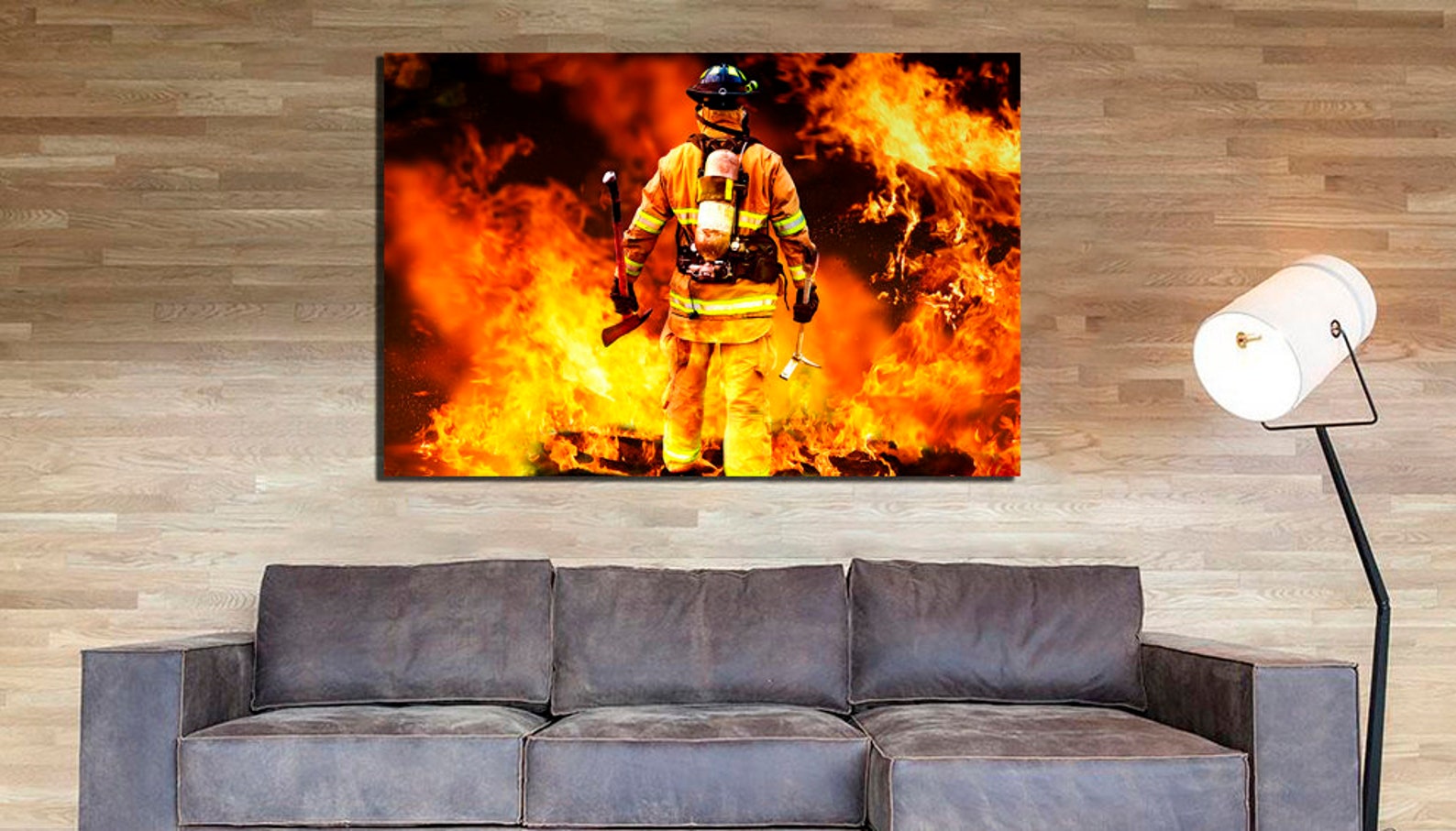 Fire Canvas Fireman Wall Art Firefighter Décor Boy Bedroom Art Fire ...