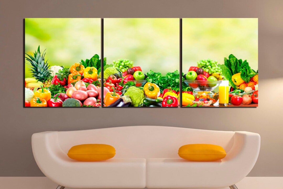 Fruit Canvas Vegetable Wall Art Kitchen Decor Juice Print Fresh Home