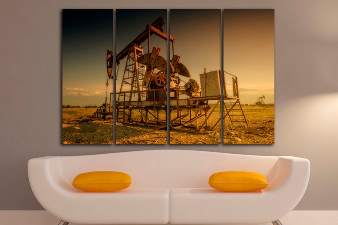Oilfield Canvas Oil Derrick Décor Oil Production Art Oil Rig Etsy