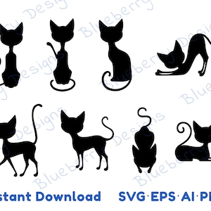 Cat silhouette clipart, Cat silhouette bundle, Cat silhouette vector, Cat silhouette cut files, Cat cricut svg bundle, Cat silhouettes