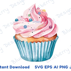 Cupcake clipart, birthday party clipart, sweet cupcake svg, sweets clipart, cupcake svg, cupcake print, commercial use svg eps ai png jpg