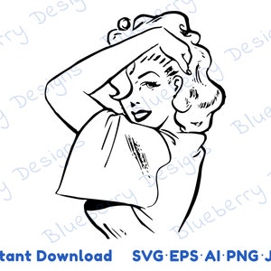 Retro woman svg, Vintage comic book, Retro comic book cartoon, Comic book women, Retro clipart, Retro comic book print, svg eps ai png jpg