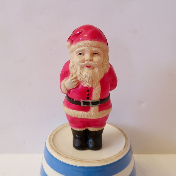 Vintage Old 30s 40s Celluloid Plastic Blow Mold Santa Claus Rattle Toy - Famous Barr Christmas Decoration Figurine - Viscoloid Made in Japan