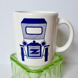 Vintage 80s Waechtersbach West Germany Rare Antique Car Model T Ford Coffee Mug - Navy Blue Graphic - Kitchen Coffee Tea Mugs - Automobile