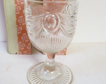 Antique 1860s Single Lincoln Drape Goblet - Flint Clear Glass - EAPG Boston & Sandwich