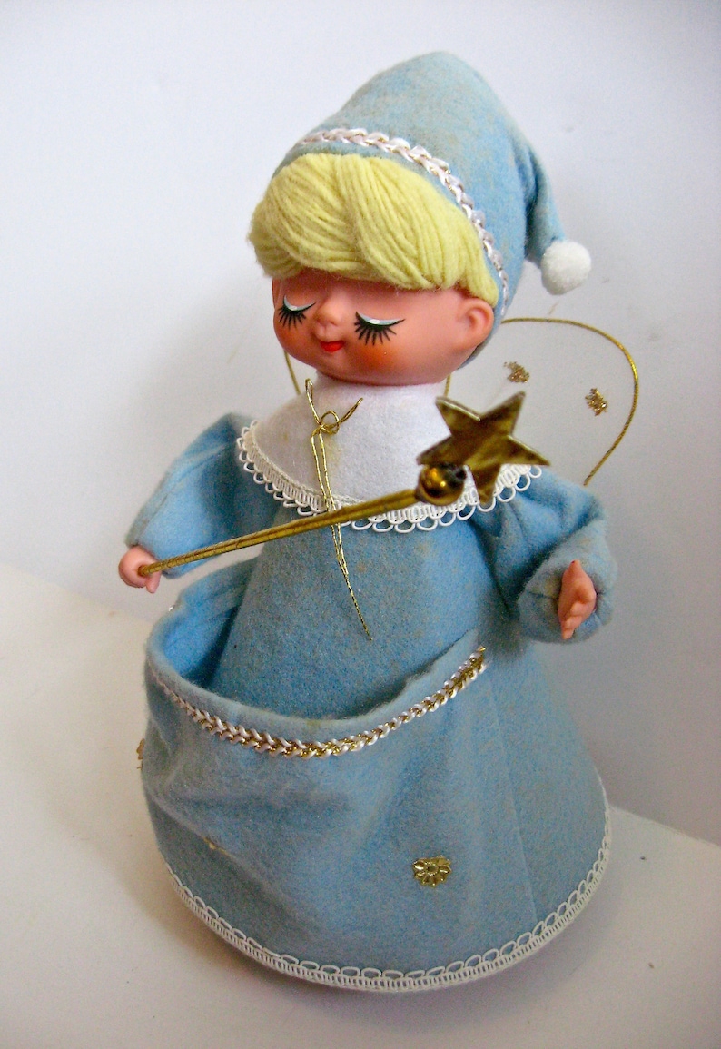Vintage 1960s 60s Roman Kogei Japan Musical Rotating Spinning Christmas Angel Plays Silent Night 10 Tall Holiday Decor Ornament Decoration