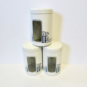 Vintage 70s 80s Brabantia Canister Set White Metal Canisters W