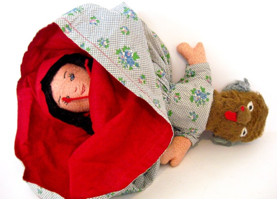 vintage little red riding hood topsy turvy doll