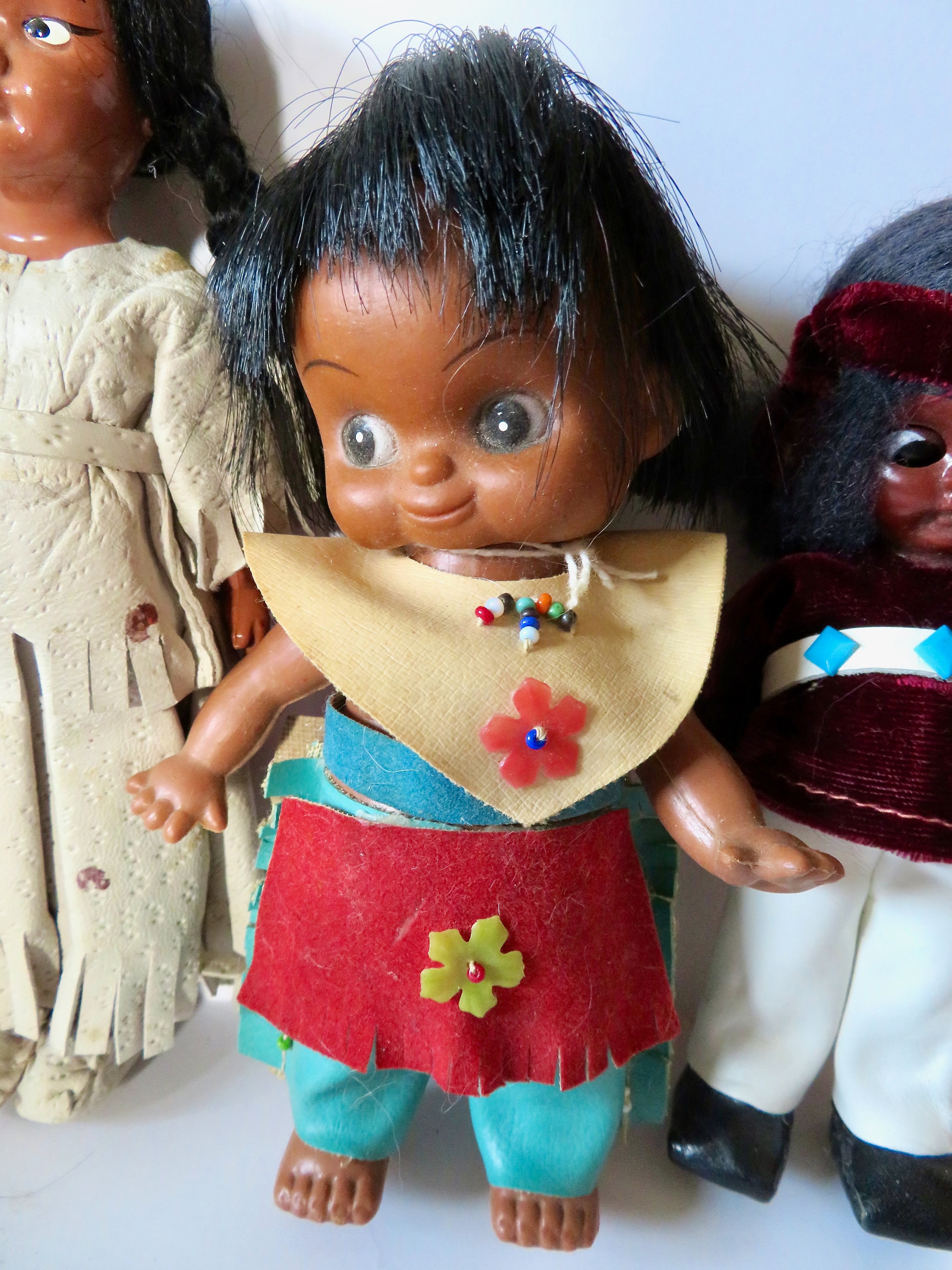 Vintage 60s 70s Lot of 7 Plastic Native American Indian
