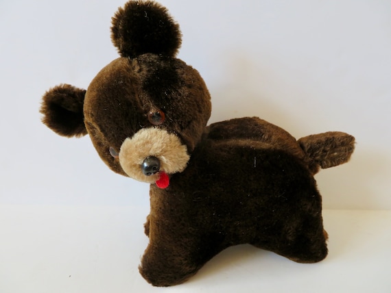 Vintage 60s 70s Mid Century Mohair Brown Bear Teddy Bear Plush