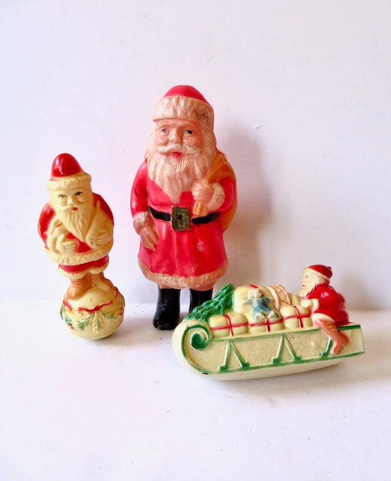 Vintage Santa Claus Red & Green Plastic Straws Blow Mold Saint Nick Hong  Kong