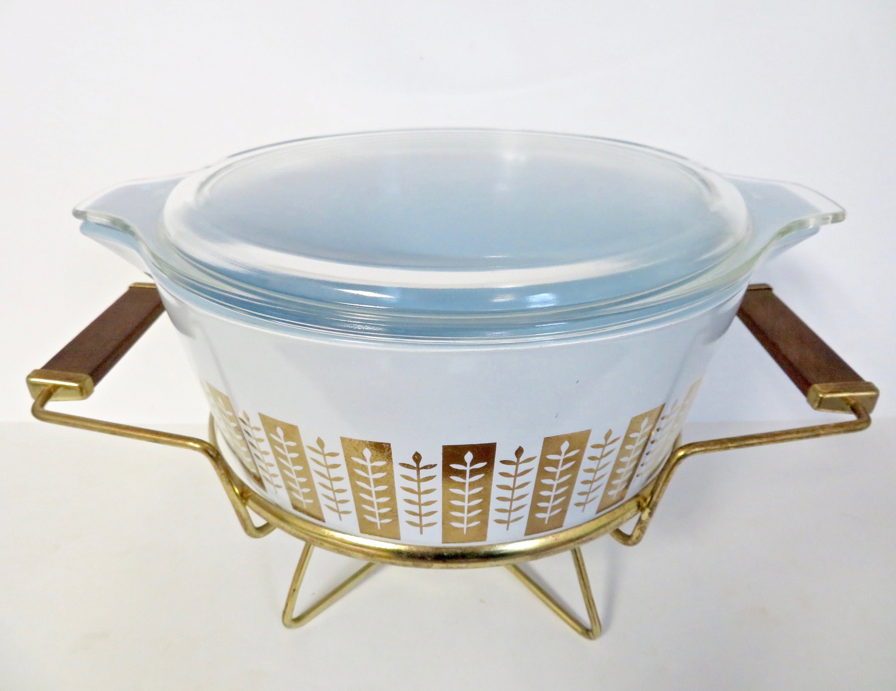 Vintage 1960s 1961 Rare Promotional Pyrex Gourmet Gold Round