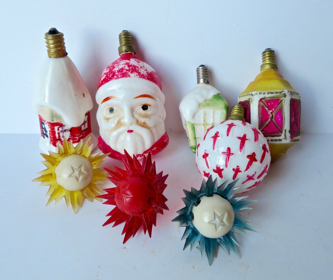 Vintage 30s 40s Mid Century Electric Christmas Tree Light Bulbs Set Lot