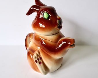 Vintage 50s 60s Made in Japan Ceramic Bunny Rabbit Teapot - Anthropomorphic Thumper - Retro Kawaii Kitchen Tea Pot - Japanese Woodland Decor