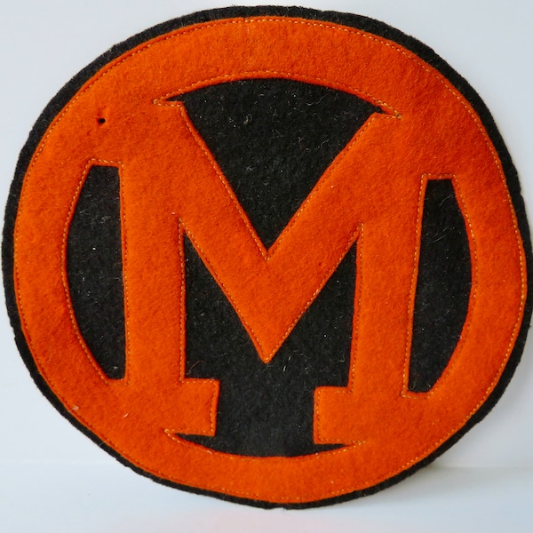 Vintage 40s 50s Wool Felt Varsity Letter M for Letter Sweater Jacket Football Cheerleader Initial High School College Sports Orange Black