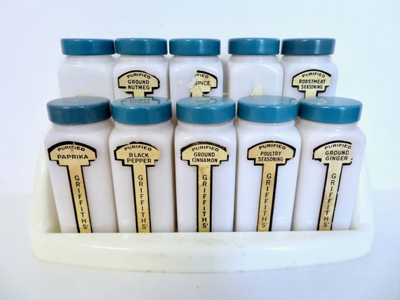 Blue glass best sale spice jars
