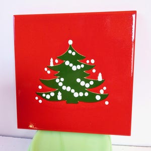 Vintage 1990s Waechtersbach Germany Christmas Tree Tile Trivet
