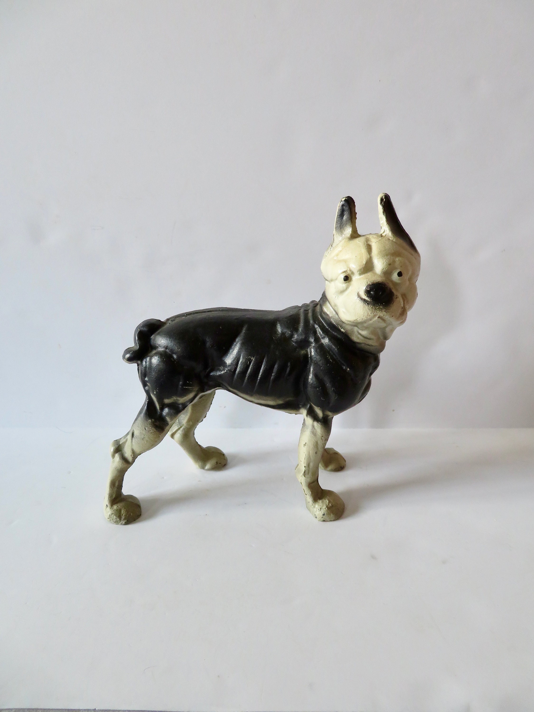Vintage Czech Bulldog Dog Pottery Figurine Larger Sized