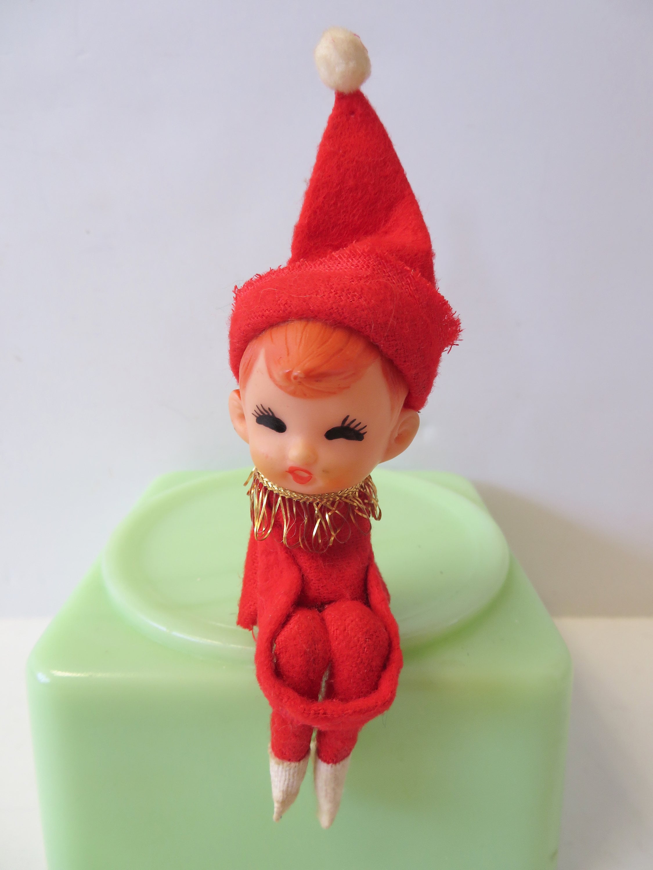 Vintage 60s Pixie Elf Doll: Red, Gold Tinsel Collar, Japan - Etsy
