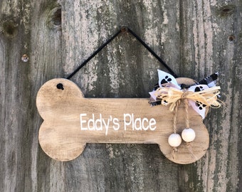 Perfect signs for Gift Custom Name with Paw and Ribbon Upgraded Personalized Dog Bone The Nicest Ornament For Home Dog House Wooden Sign Decor