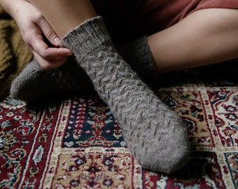 Knitting Pattern Intersections Socks by heybrownberry designs Cabled Sock